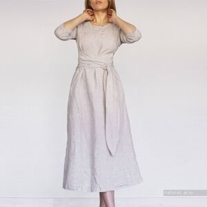 Elegant Wrap Linen Midi Dress